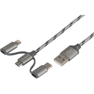LAADIMISJUHE 3IN1 USB - MICRO USB. LIGHTNING/APPLE. USB-C 120CM CARMOTION, 86551C