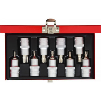 9 PZS CASQUILLOS TORX 1/2&quot; COMP. T20-T60. CAJA METALICA KS TOOLS, 911.1385