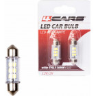 12V SV8.5-8 LED Pære 36MM HVID BLISTER 2STK 4BIL