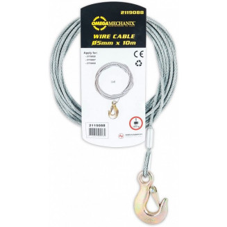 CABLE CABRESTANTE 10M. DIÁMETRO. 5MM. 1905 kg. OMEGA CON GANCHO FORJADO, 999032180