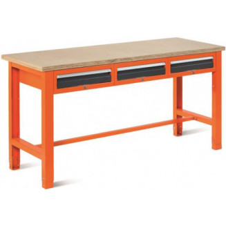 DARBO STALAS SU STALČIAIS 1765X620MM. SWT17/2 SU STANDARTINĖ PLOKŠTELĖ. 3 STALČIAI MALOW, 999032290