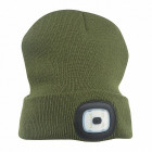 HEADLAMP WITH HAT GREEN 4 SMD-LED 1W USB-RECHARGEABLE