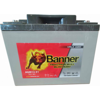 BANNER TRACTION BULL BLOC AGM 12V 51AH -/+ 197X166X170MM, BATBB51