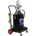 KIT DE PULVÉRISATION DE LUBRIFIANT AVEC RÉCIPIENT 16L. PNEUMATIQUE. AVEC UNE POMPE. AVEC ROUES. TUYAU 4M GEKO