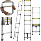ALUMINUM TELESCOPIC LADDER WITH 9 STEPS. 740-2600MM. MAX 150KG GEKO