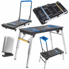 PLATEFORME DE TRAVAIL PLIABLE/CHARIOT ACIER/PLASTIQUE L1090X550MM. H520-780MM MAX 250KG GEKO