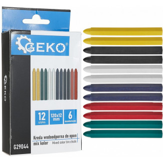 VÄRVILISTE REHVIKRIITIDE KOMPLEKT 12TK. 6-KANT. VEEKINDEL. 12X120MM GEKO, G29044