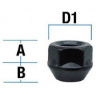 ГАЙКА M14X1.25/16/19 (ОТКРЫТА. P16. CH19) ЧЕРНАЯ. 1 шт.