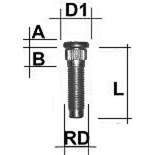 STUD BOLT TP1/2/42.5/15.65 (P55/42.5. D15.65) M1/2RE50FO