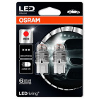 12V T20 LED Pære 1,5W W3X16D W21W RØD PREMIUM BLISTER 2STK OSRAM