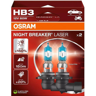 12V HB3 PIRN 60W P20D 9005 NIGHT BREAKER LASER +150% 2TK OSRAM, OS9005NL-2HB