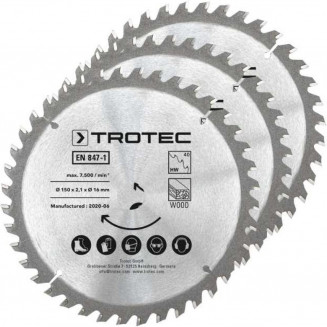 ПИЛА 150Х16Х2,1 40Т ПО ДЕРЕВО 3ШТ TROTEC, TC6215001321