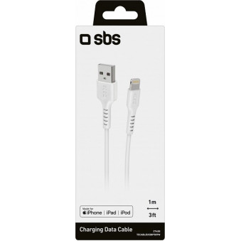 LAADIMISJUHE 1.0M LIGHTNING/APPLE - USB VALGE SBS, TECABLEUSBIP589W