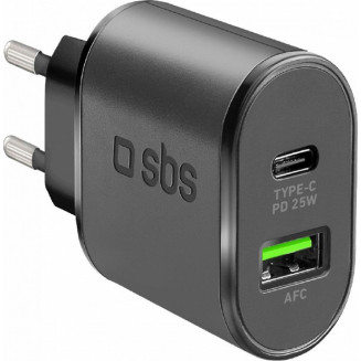 CHARGER USB-C PD 25W + USB-AFC 18W SBS, TETRPD25W