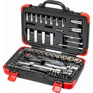 94-PIECE 1/2&quot;+1/4&quot; TOOL SET &quot;94 SATZ&quot; 4-32MM VIGOR, VIGV1706N