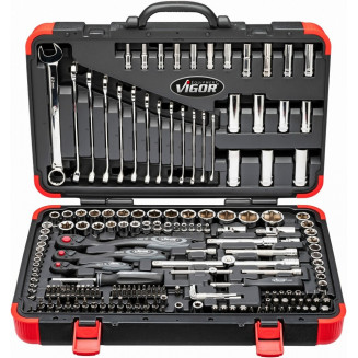 212-OS. 1/2&quot;+3/8&quot;+1/4&quot; VÆRKTØJSÆT &quot;212 SATZ&quot; 4-32MM VIGOR, VIGV3277N